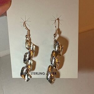Native Made Florence Tahe Sterling Silver Twisted Stamped Dangle Earrings NWT